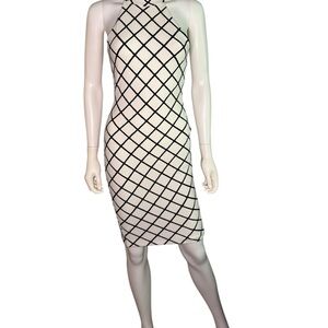 Nookie Black and White Halter Sheath Dress